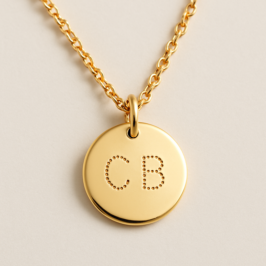 initials on necklace, engraved, personalized