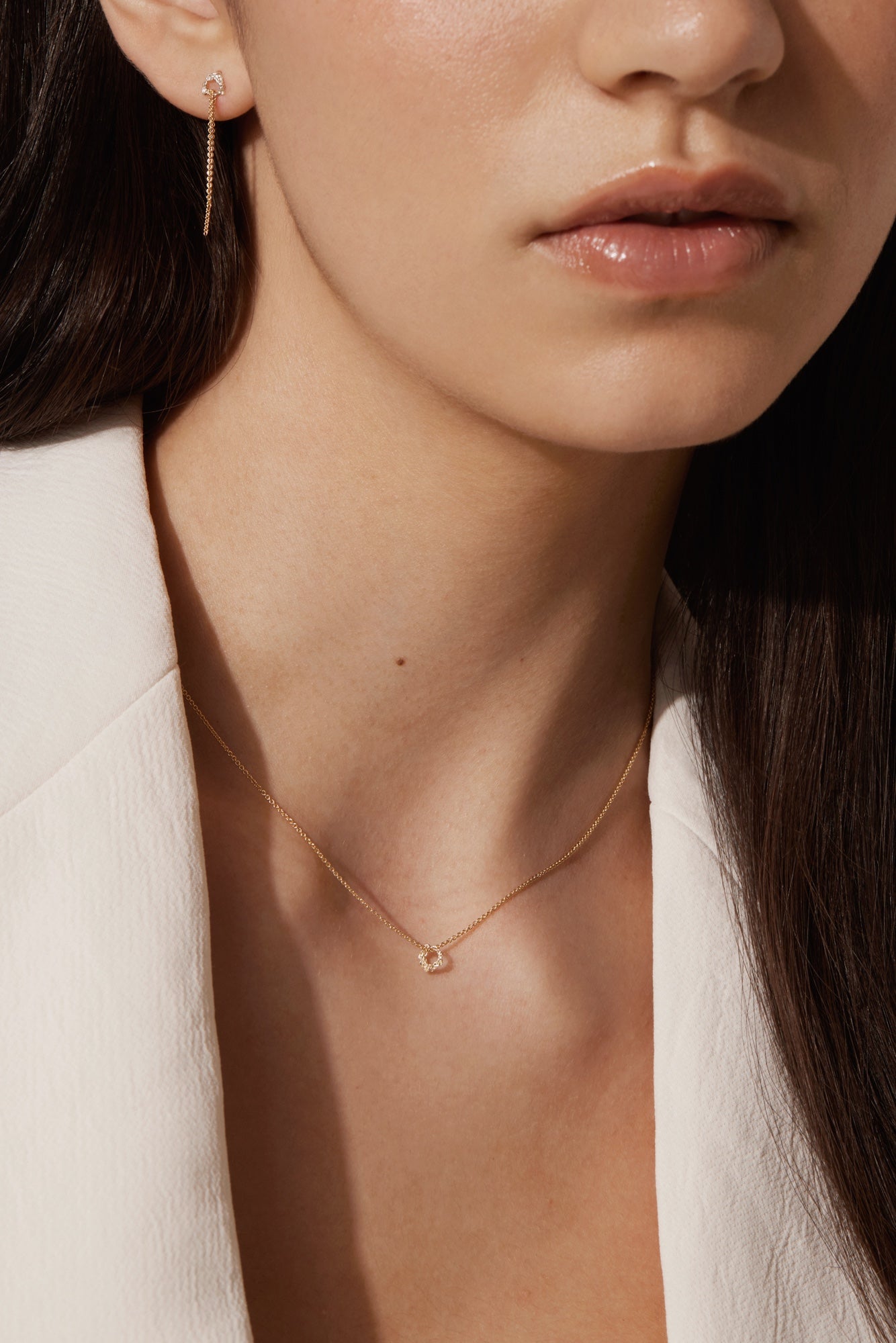 Amalgam necklace with silver charm on 10k yellow gold chain by Camillette Jewelry