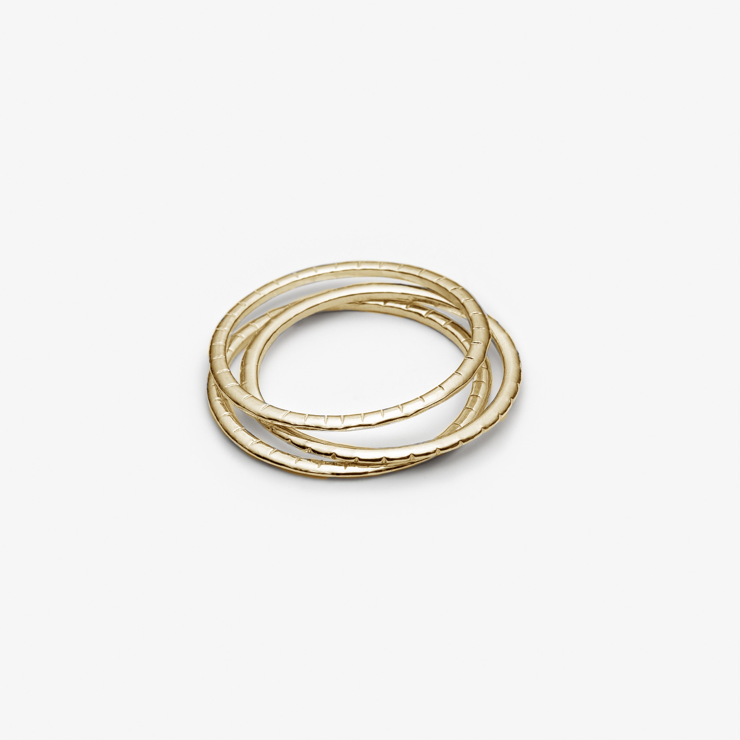Stacked textured rings 14k gold