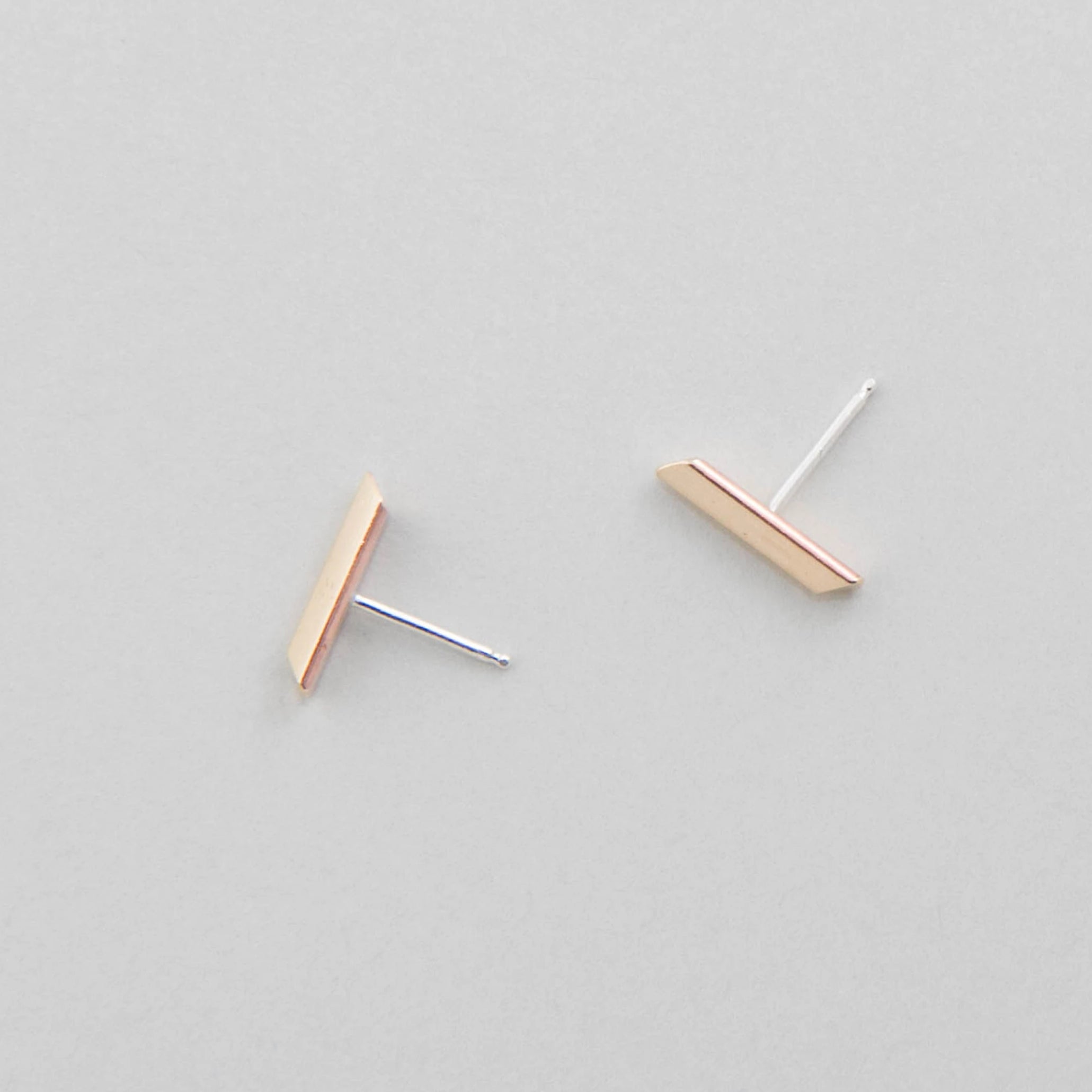 Line Stud Earrings – Brass or Silver - Camillette