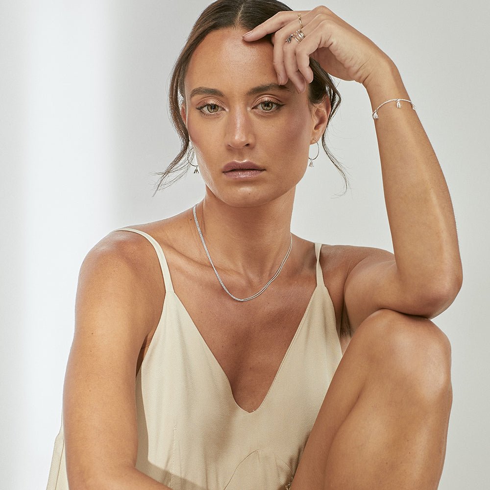 Loop Necklace - Thin & Thick Chain - Silver Sterling - 16" & 18" - Camillette