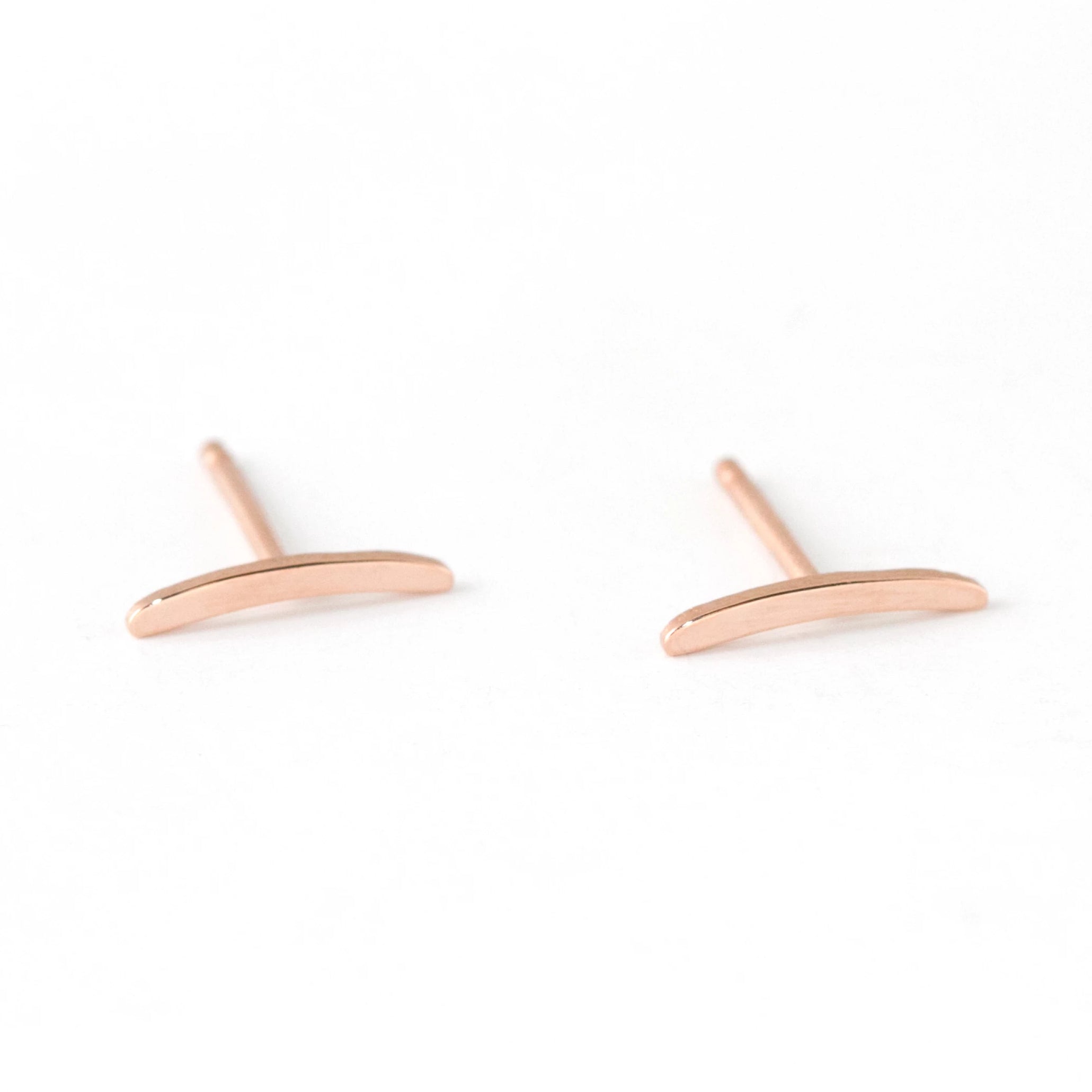 Mini Wave Stud Earrings – 14k Rose Gold - Camillette