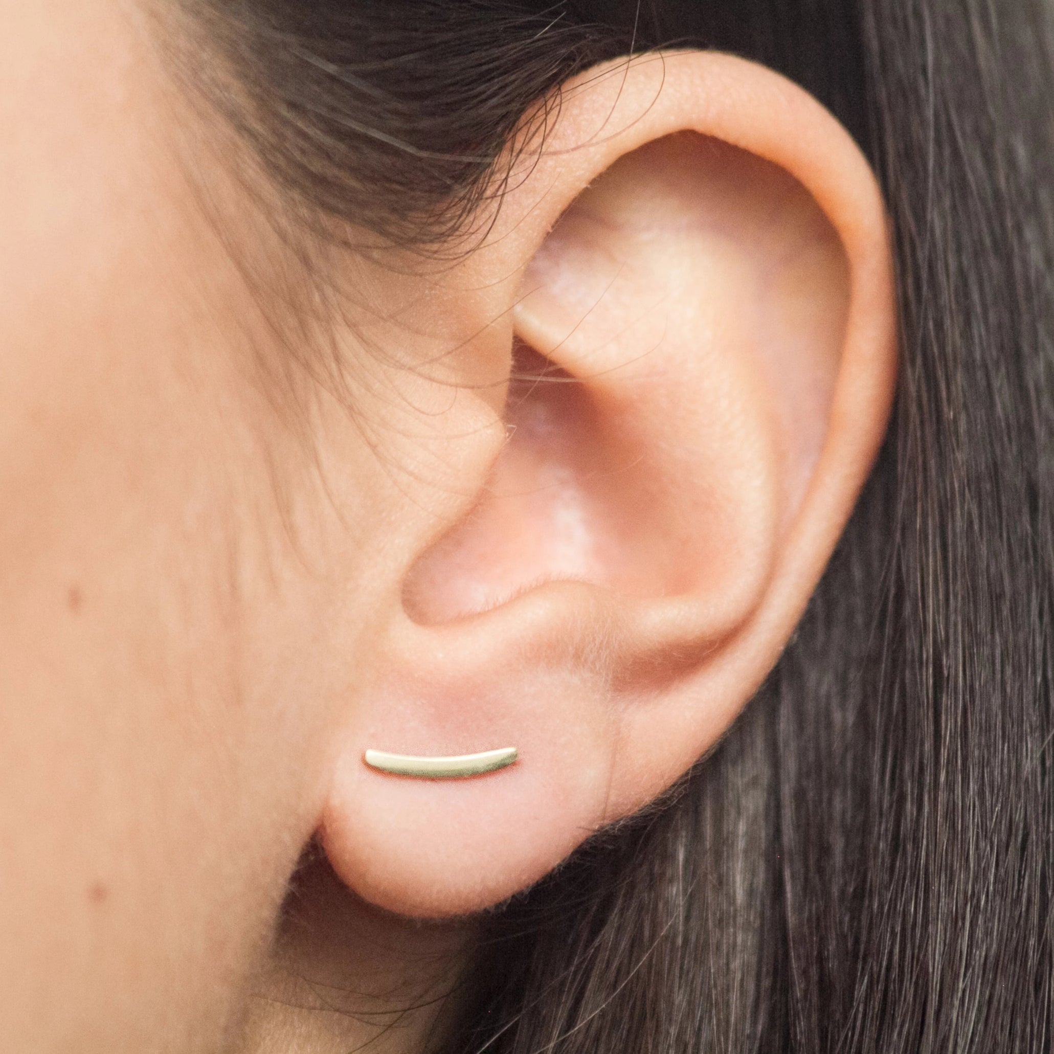 Mini Wave Stud Earrings – 14k Yellow Gold - Camillette Jewerly