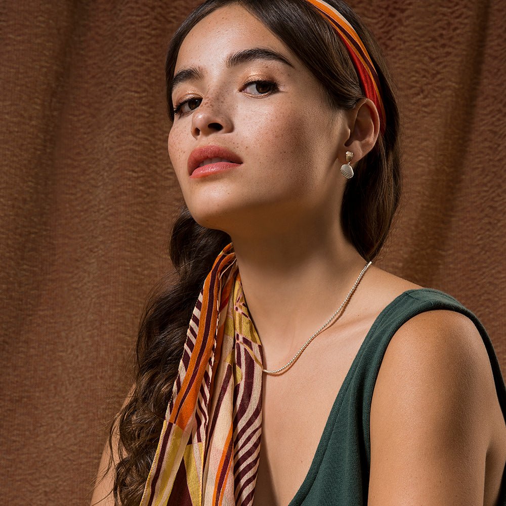 Seashell Drop Earrings - 14k Yellow Gold and Sterling Silver - Camillette