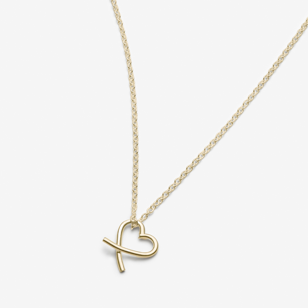 Crossed Heart Necklace - 10K Gold