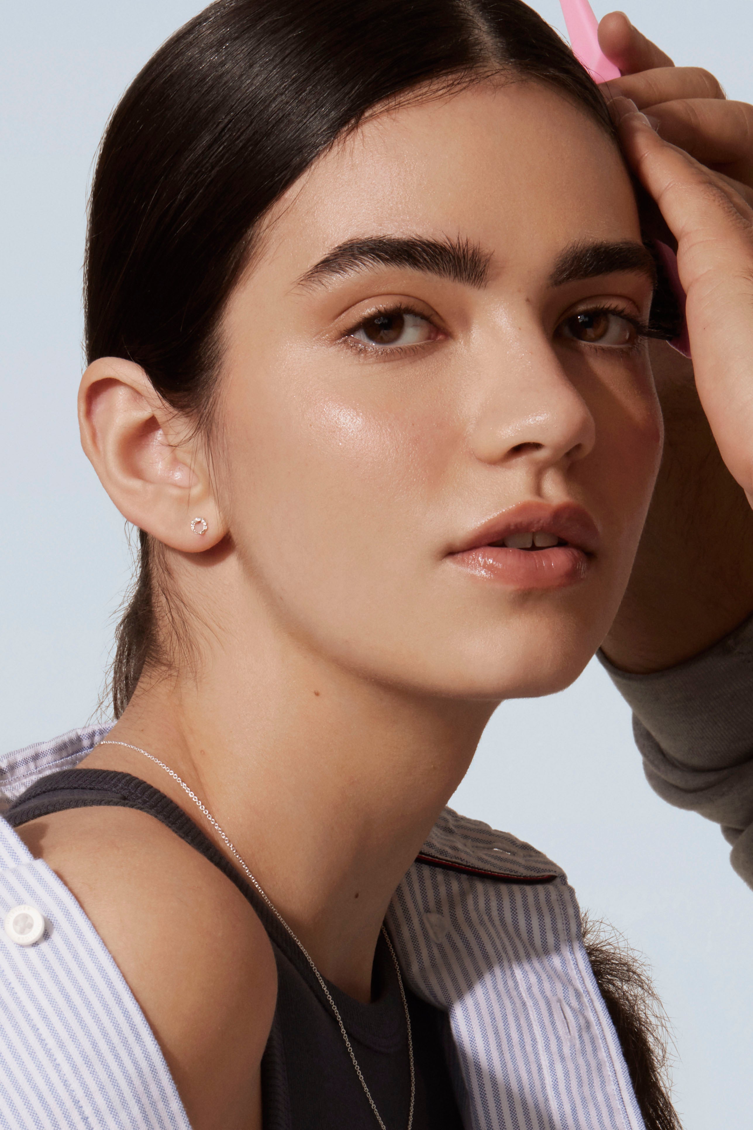 Tiny textured silver studs by Camillette Jewelry