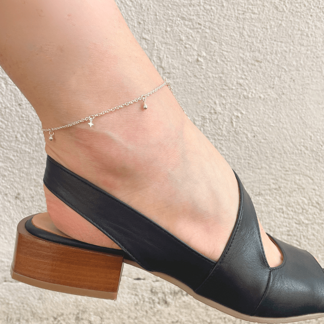 June Swimwear x Camillette Jewelry Charms Anklet - Sterling Silver - Camillette