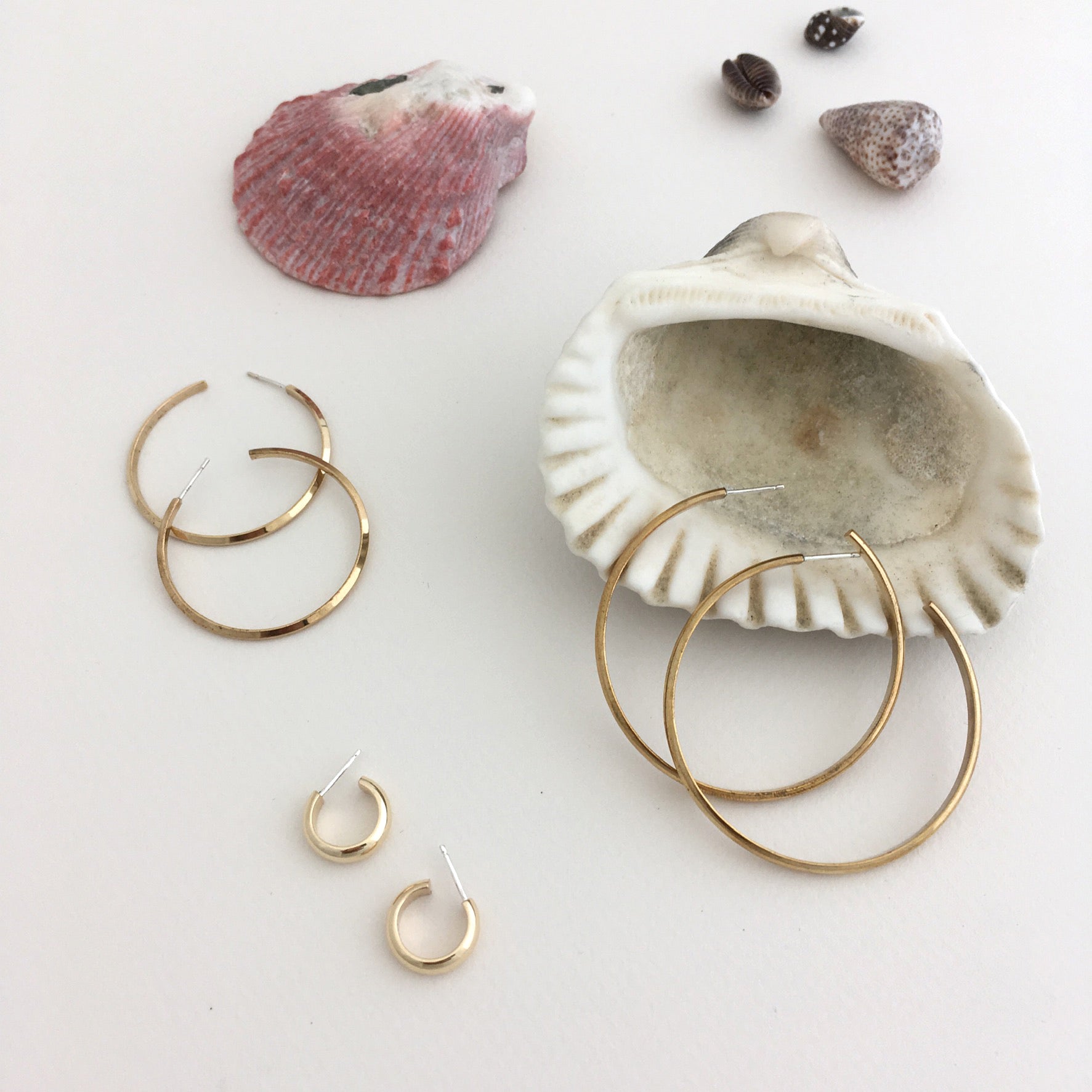 Gold earrings, silver hoops, sleepers earrings by Camillette Jewelery