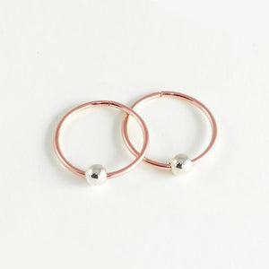 12mm Sleepers  - 10k Rose Gold Hoop Earrings - Small
