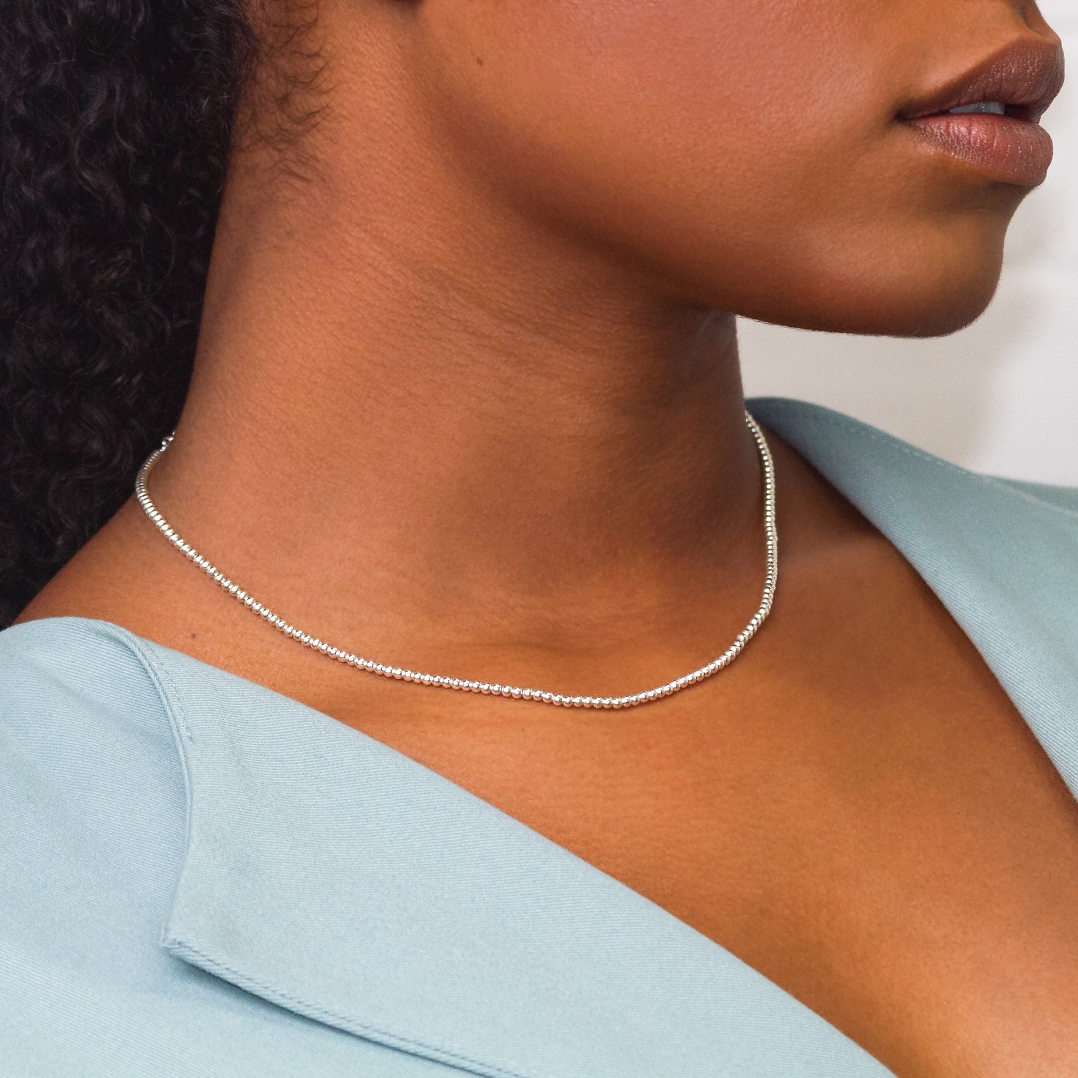 Bead Necklace - Sterling Silver - Camillette