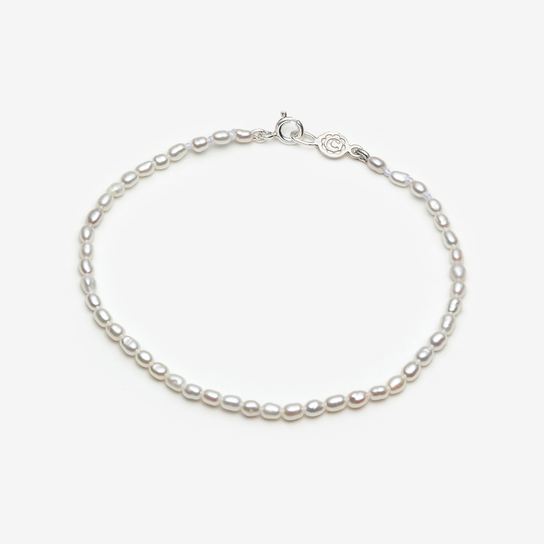 Classic Bracelet Single Strand White Rice Pearl - Camillette
