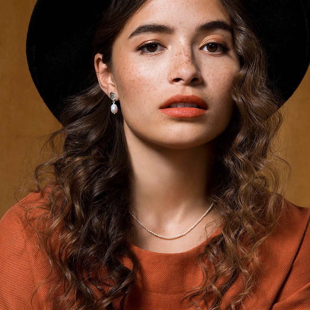 Classic Necklace Single Strand White Rice Pearl - Camillette