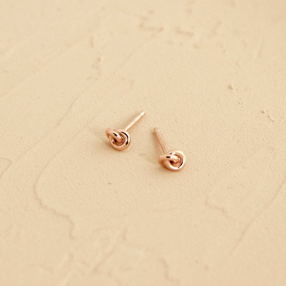 Knot Stud Earrings - 14k Rose Gold - Camillette