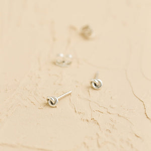 Knot Stud Earrings - 14k White Gold