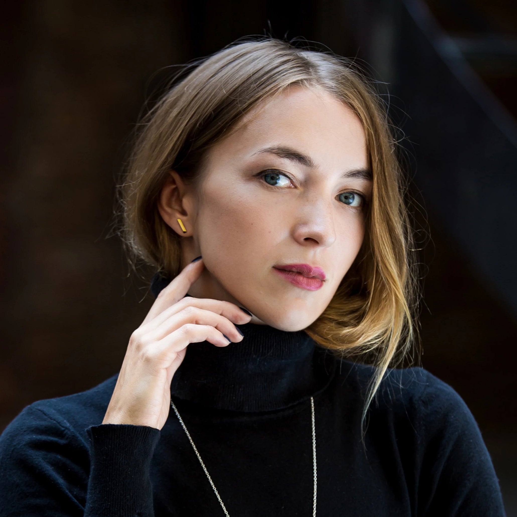 Line Stud Earrings – Brass or Silver - Camillette