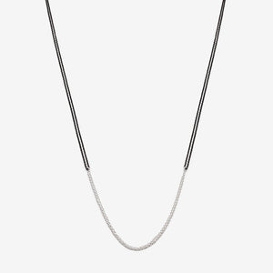 Long Loop Necklace - Black Oxidized Silver & Silver Sterling - 30