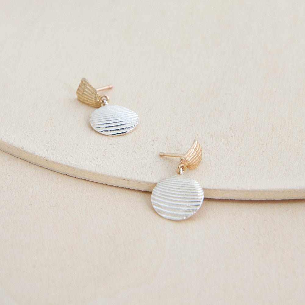 Seashell Drop Earrings - 14k Yellow Gold and Sterling Silver - Camillette