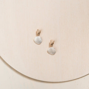 Seashell Drop Earrings - 14k Yellow Gold and Sterling Silver