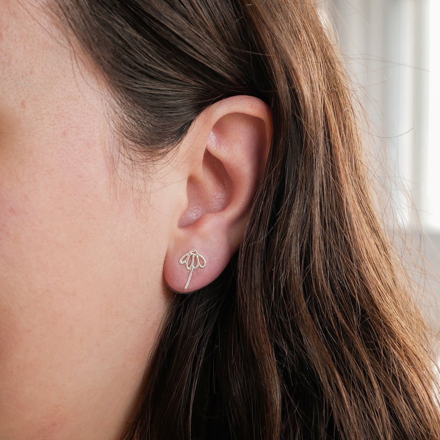 Sunflower Earrings - Silver - Camillette